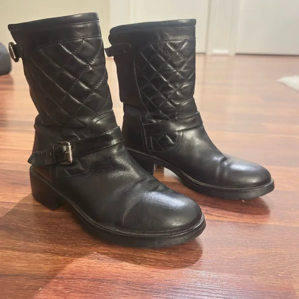 Aquatalia Black Quilted Leather Boots